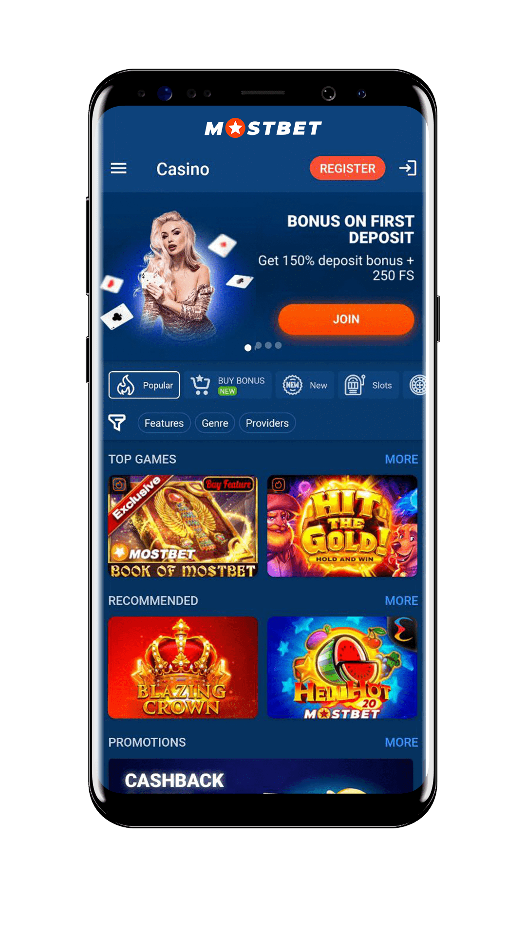 Interfaccia di Mostbet